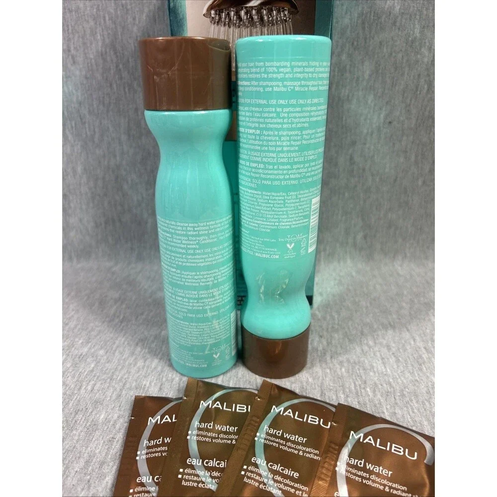 Malibu C Hard Water Wellness Kit,  Shampoo 9 oz, Conditioner 9 oz, 4 Wellness Pk - Picture 11 of 15